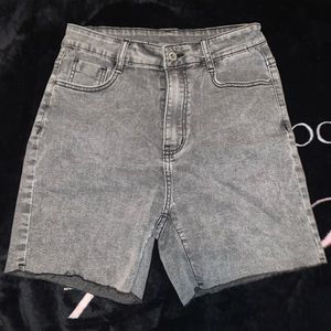 Black denim shorts